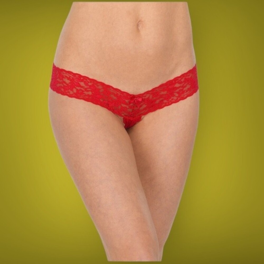 Nasty Girl Super Sexy Racy Red Signature Lace Crotchless Thong Valentine's XL